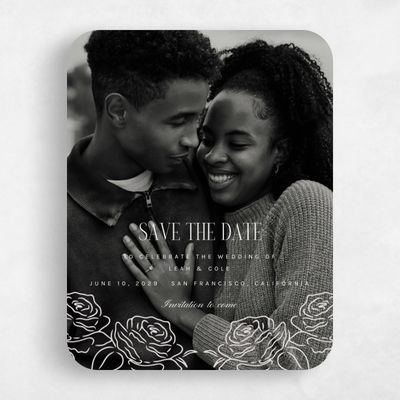 Grey Rounded Wedding Save the Date - Silvana Photo