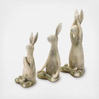 3-Piece Polyresin Yoga Rabbit Set