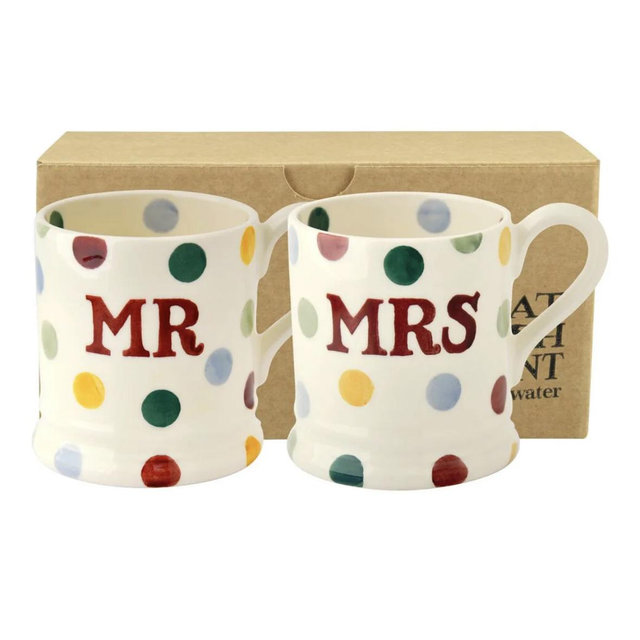 Emma Bridgewater Polka Dot Set of 2 1/2 Pint Mugs Boxed