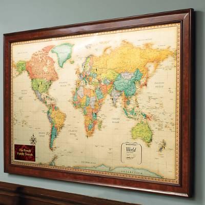 World Magnetic Travel Map with Burlwood Frame