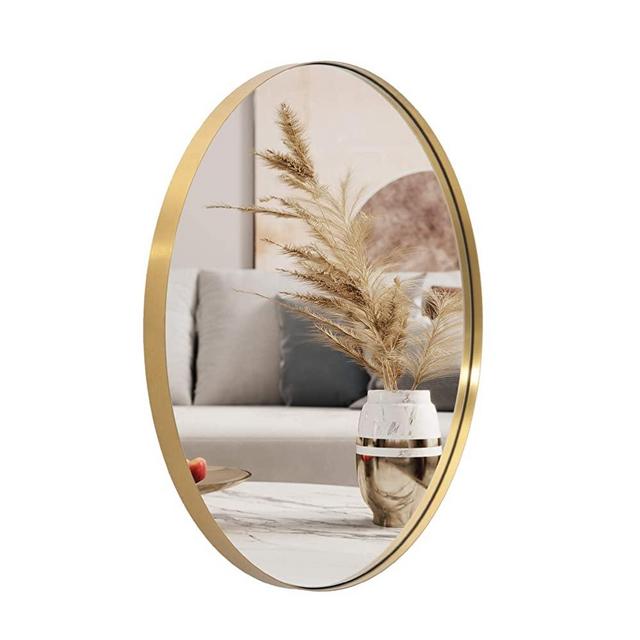 ANDY STAR Oval Wall Mirror | 22x30’’ Modern Gold Bathroom Mirror with Stainless Steel Metal Frame 1’’ Deep Set Design