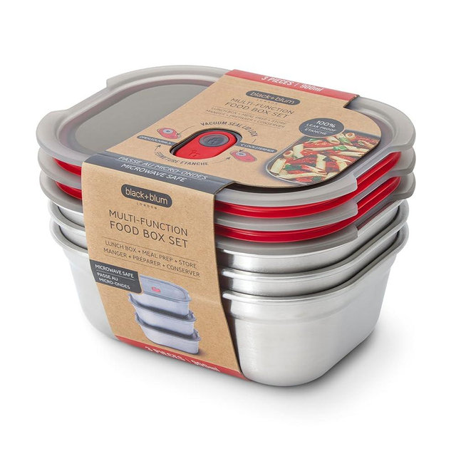BLACK + BLUM Lunch Box Set - Meal Prep Containers Reusable for Picnic & Camping - Microwavable Stainless Steel Lunch & Dinner Food Storage Box - Leak Proof Lid - Dishwasher & Oven Safe - Medium 30oz
