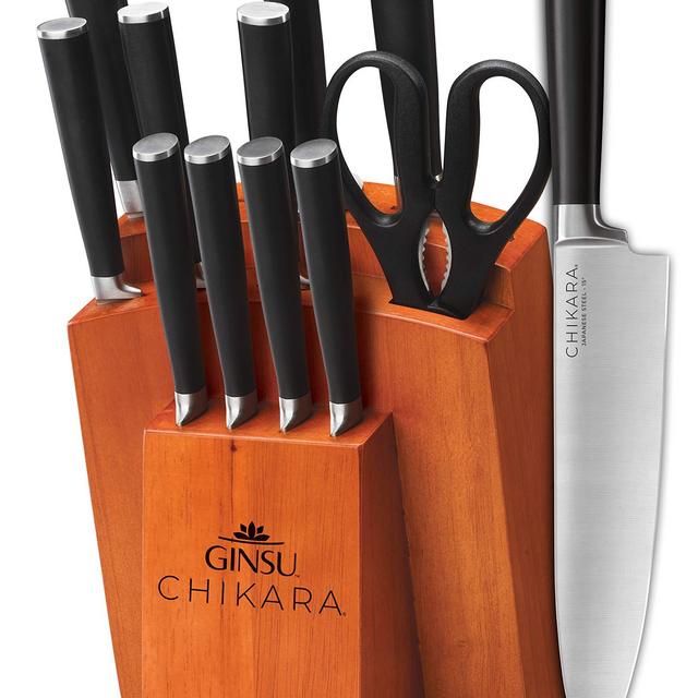 Ginsu Gourmet Chikara Series, Japanese Steel 12 Piece Cutlery Set with Toffee Finish Block