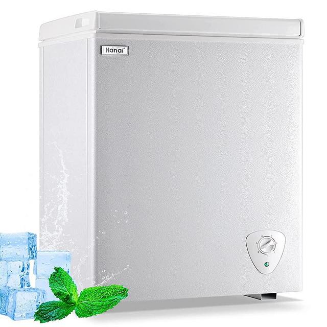 5.0 Cubic Chest Freezer - Compact Deep Freezer with Top Open Door and Removable Storage Basket, 7 Gears Temperature Control, Energy Saving, for Office Dorm or Apartment