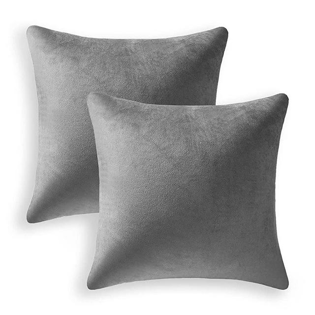 DUVAGE Throw Pillow Covers 12 x 12 in Decorative Pillow Covers, Square Velvet Throw Pillow Cases for Couch, Sofa Home Decorations Cushion Covers for Bedroom Living Room Car, Pack of 2 Gray