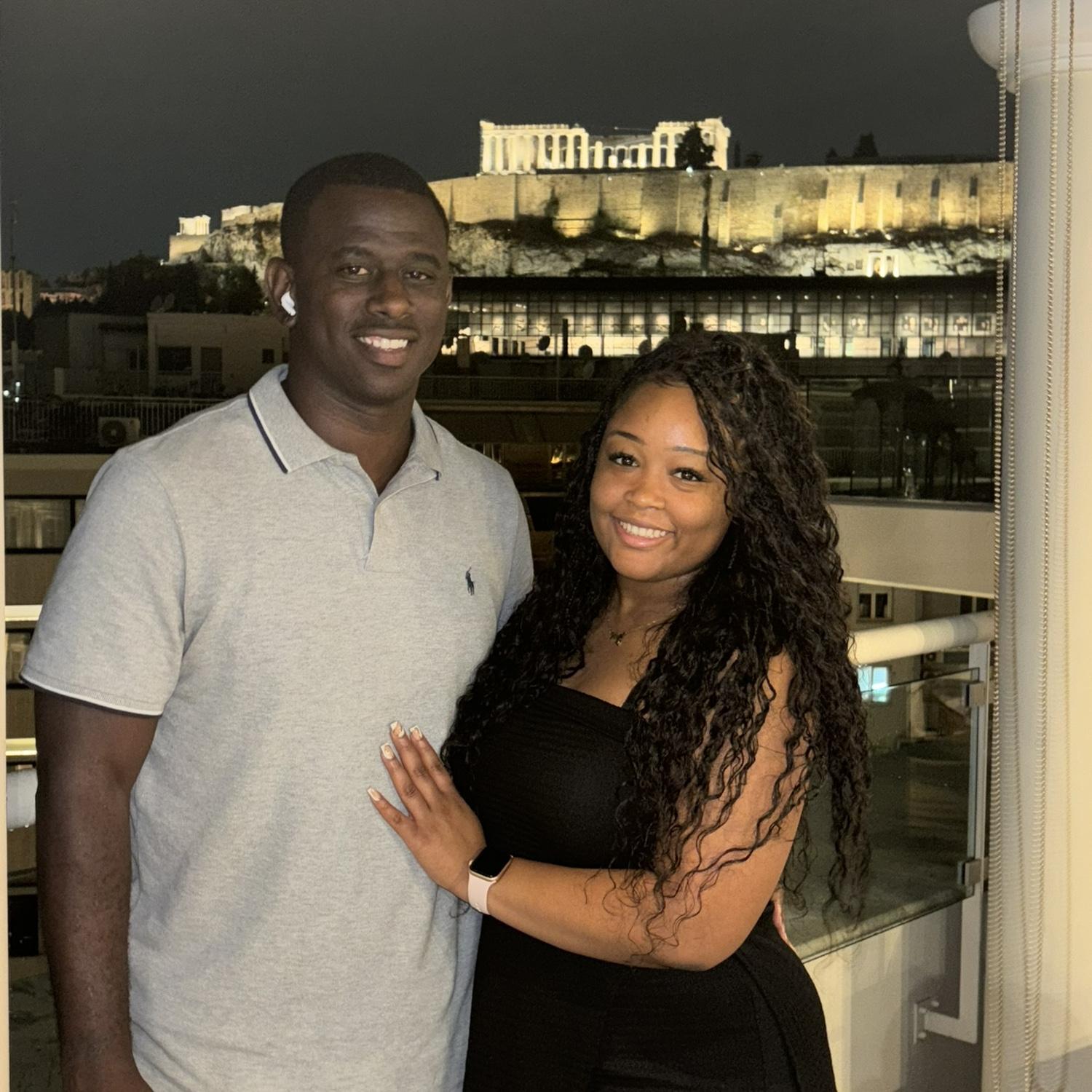 First night in Athens, Greece in front of the Acropolis