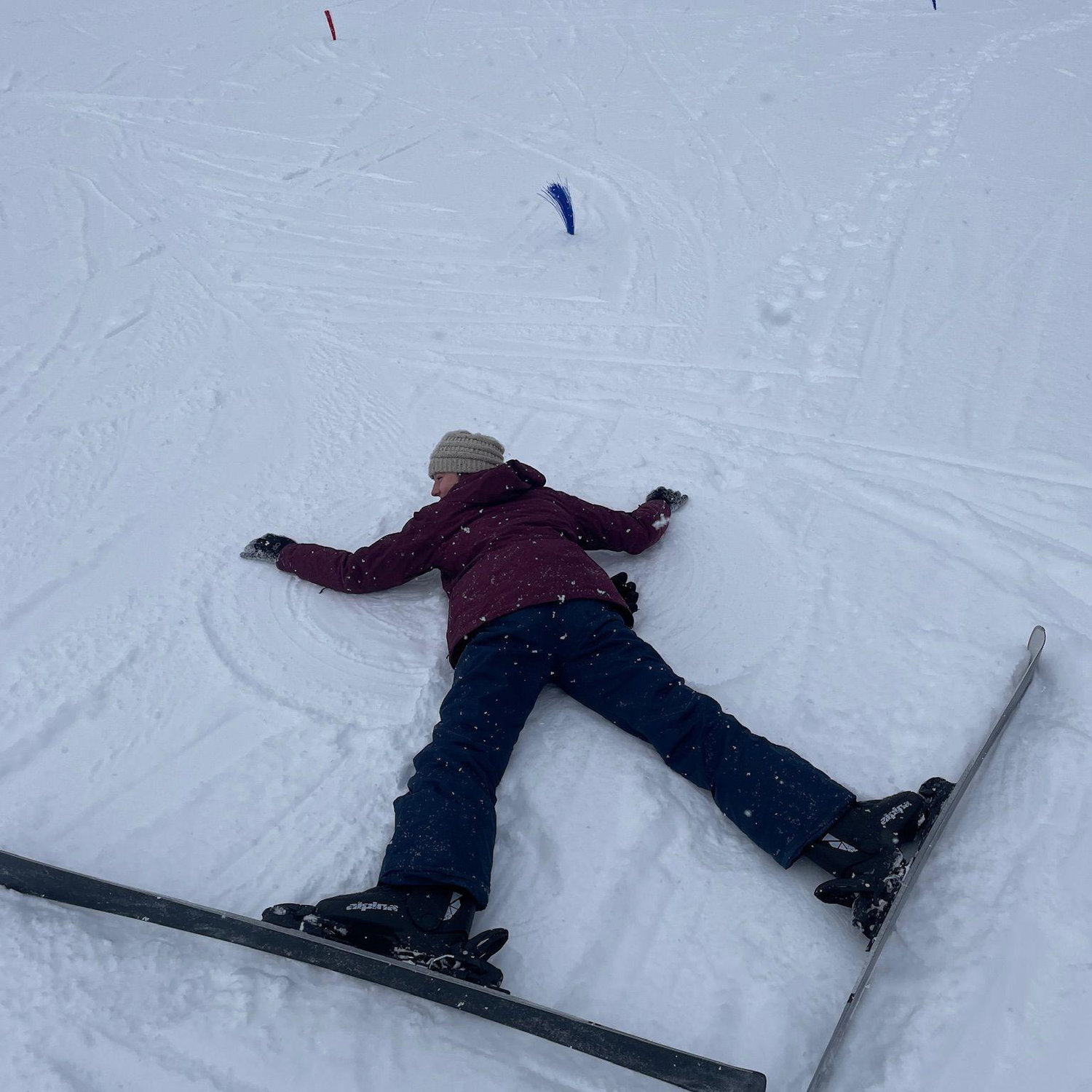 Maia's first time skiing (now she skis black diamonds).