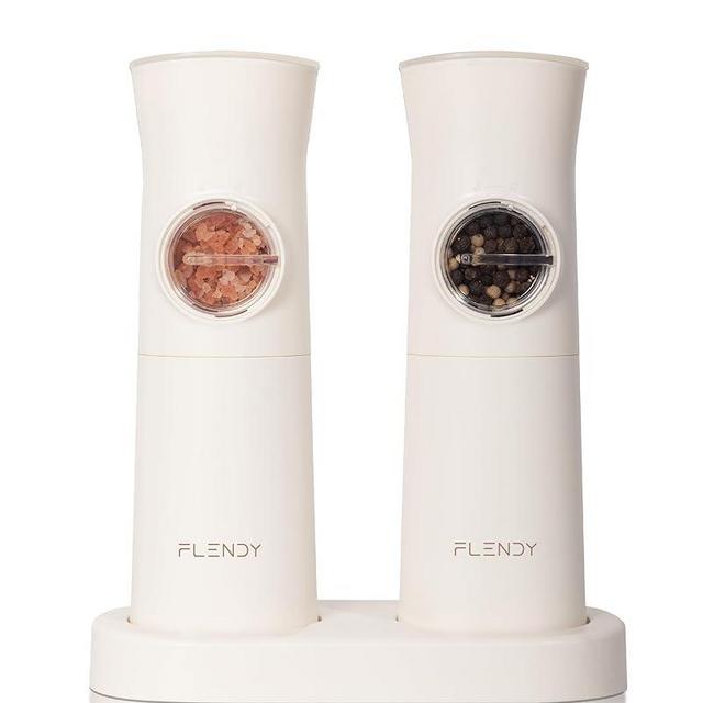 Flendy Gravity Electric Salt and Pepper Grinder Set Rechargeable, Automatic Salt and Pepper Grinder Set with USB C Charging Base, Gravity Salt and Pepper Shakers Set Electric