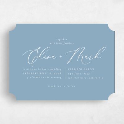 Blue Ticket Wedding Invitation - Marlow Landscape