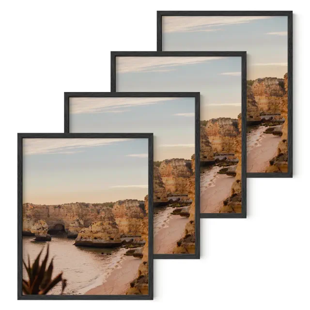 Haus and Hues Set of 4 Picture Frame with Plexiglass Cover, Black Oak, 11x14