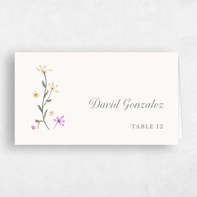 Beige Whimsical Wedding Place Card - Harebell