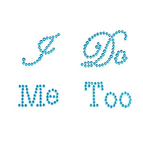Derker 2 Wedding Rhinestone Shoes Applique Decals Stickers - - "I Do" & "Me Too" (Blue)