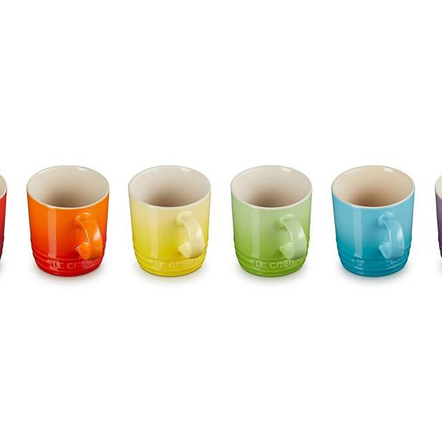 LE CREUSET Set of 6 Rainbow Espresso Mug, Stoneware, 100 ml, Rainbow, 79114108359030