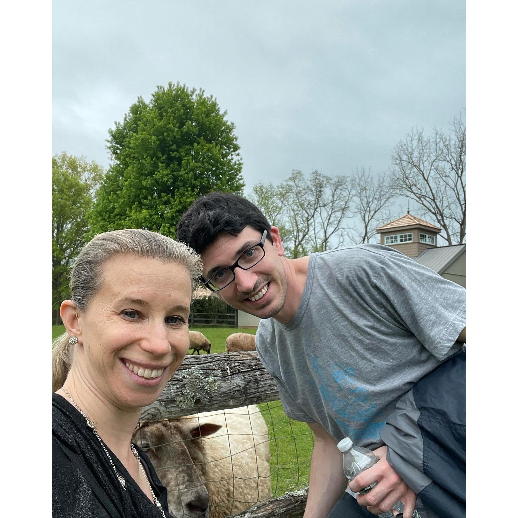 Selfie with a Sheep- Trip to New Hope and Lafayette, May 2022