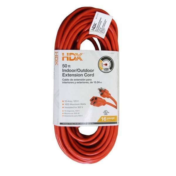 50 ft. 16/3 Light-Duty Indoor/Outdoor Extension Cord, Orange