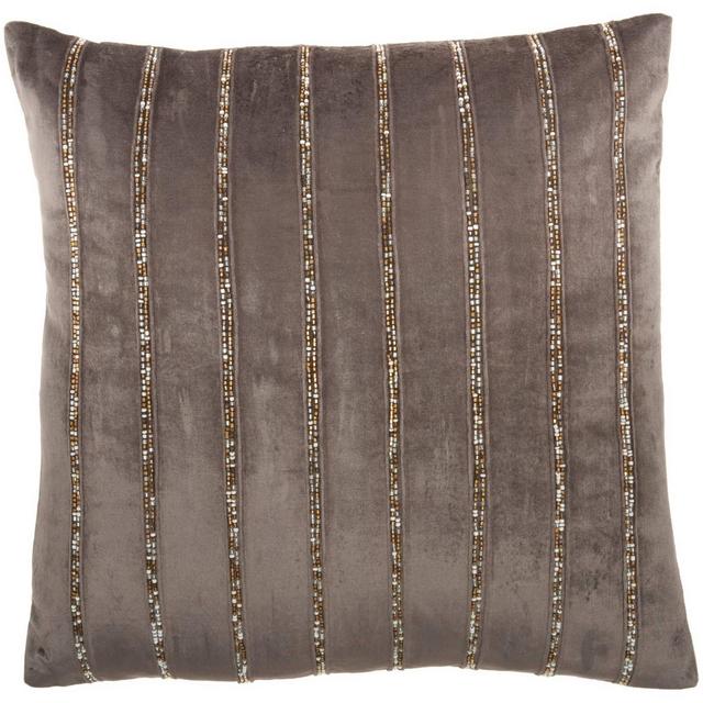 20"x20" Oversize Sofia Beaded Striped Square Throw Pillow Dark Gray - Mina Victory