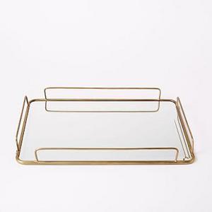 Fishs Eddy Gilded Cafe Mirror Tray, Large, 15" W x 21" L