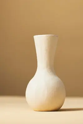 Sculptural Off-White Matte Metal Bud Vase