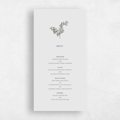Smoke, Grey Wedding Menu - Livonia