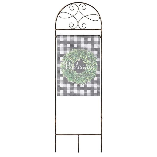 hogardeck Garden Flag Holder Stand - Premium Weather-Proof Garden Flag Arbor Metal Powder-Coated Yard Flag Pole Outdoor Decor Garden Flag Stakes
