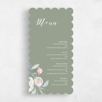 Green Scalloped Wedding Menu - Wilbur