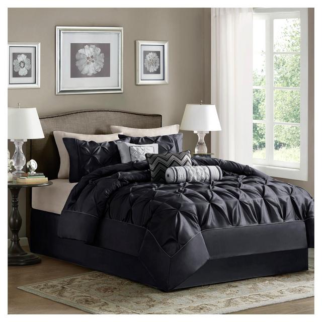 Black Piedmont Tufted Comforter Set (Queen)7pc