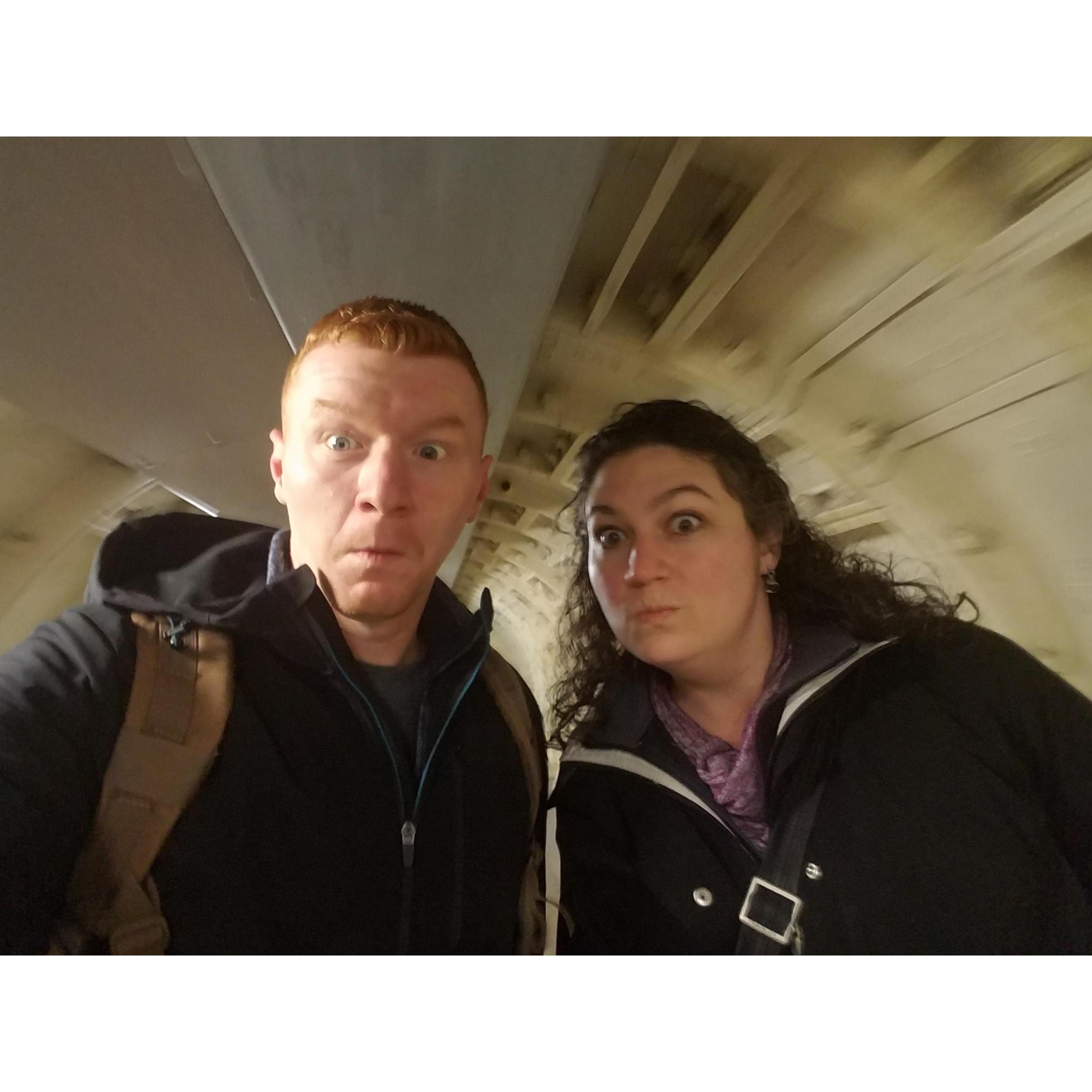 In a tunnel ubder the Thems River in London