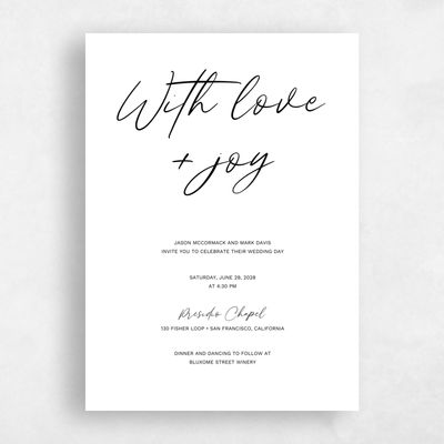 Black Classic Wedding Invitation - Nahomi Classic Letterpress