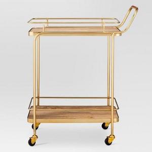 Metal, Wood, and Leather Bar Cart - Gold - Threshold™