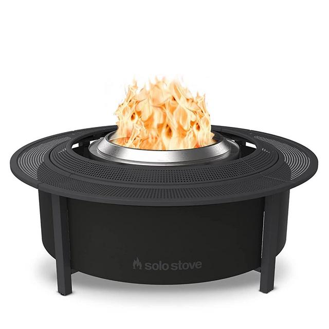 Solo Stove Fire Pit Surround Tabletop, Large | Elevation for Yukon Wood Burning Outdoor Fire Pit, Powder-Coated Steel/UV-Resistant Outdoor Fabric, Dimensions (HxDia): 20.5 x 52.6 in, Black
