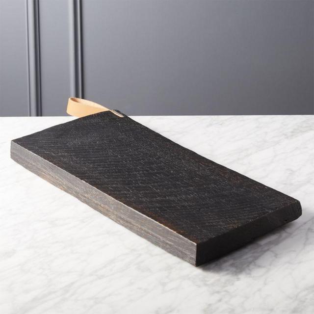 Charred Black Wood Serving Board With Handle