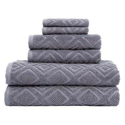 6pc LaRue Turkish Cotton Bath Towel Sets Gray - Makroteks