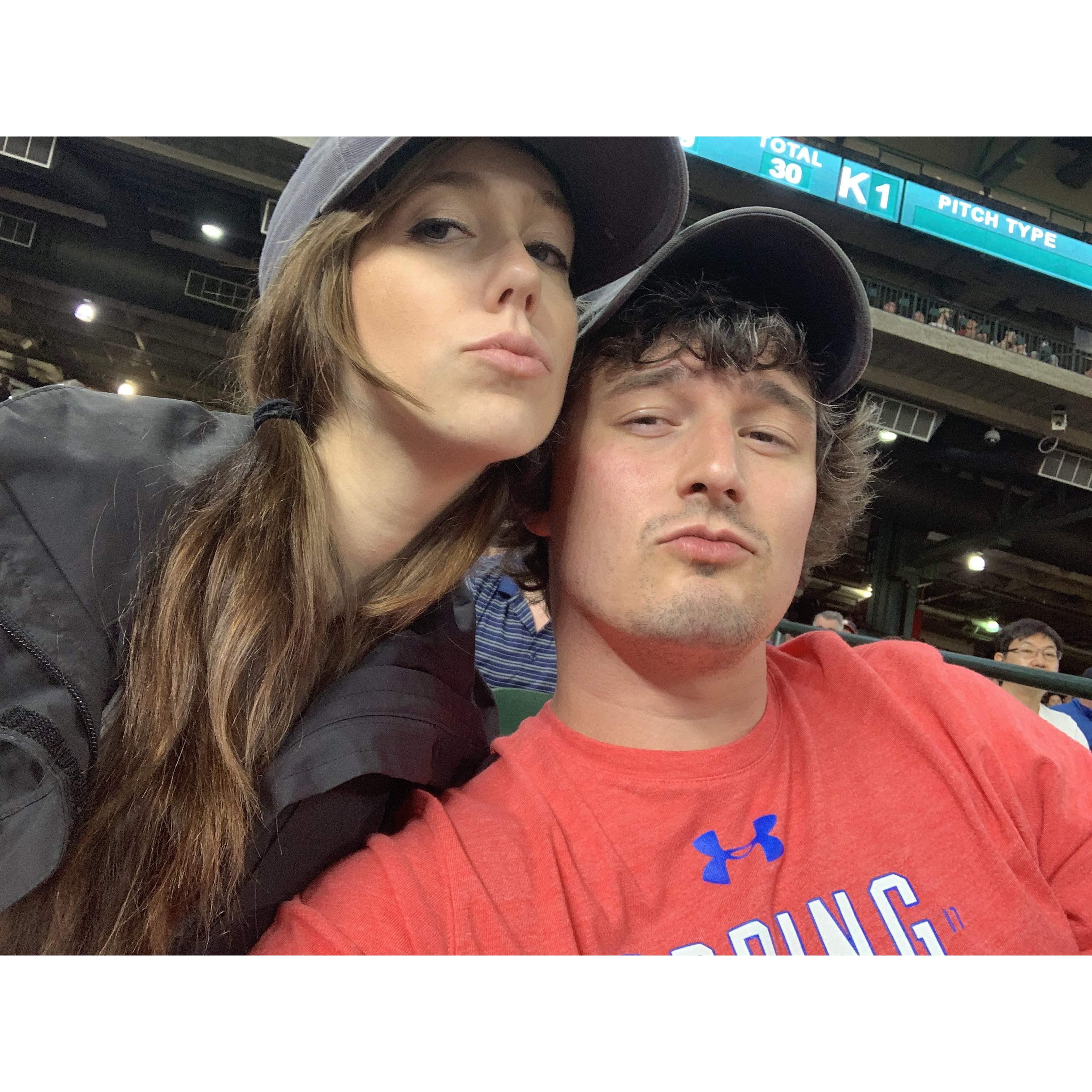 Astros Game where we are wearing Rangers gear :)  ~ 2019