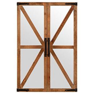 Stone & Beam Rustic Wood and Iron Barn Door Mirror, 30" H, Natural