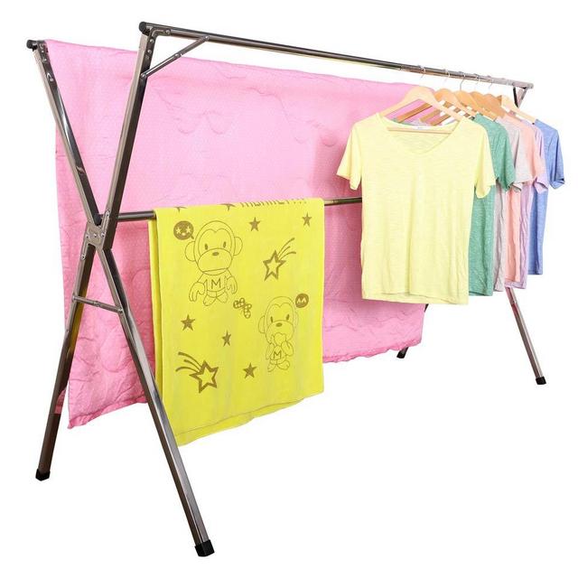 Heavy Duty Stainless Steel Laundry Drying Rack for Indoor Outdoor,Foldable Easy Storage Clothes Drying Rack, Free of Installation Adjustable Garment Rack.