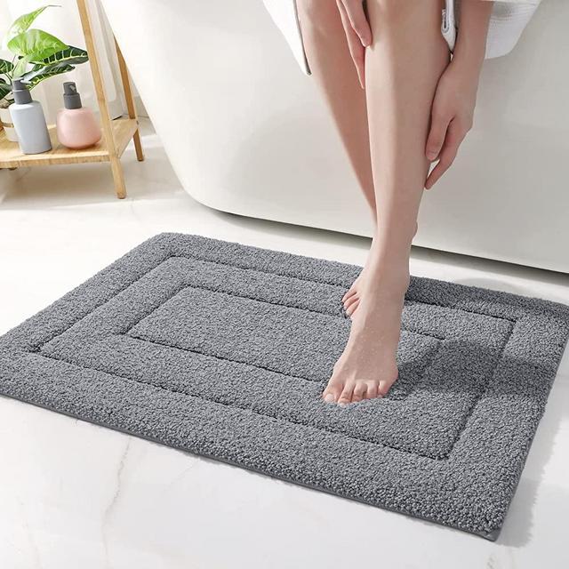 DEXI Bathroom Rug Mat, Extra Soft Absorbent Premium Bath Rug, Non-Slip Comfortable Bath Mat, Carpet for Tub, Shower, Bath Room, Machine Wash Dry, 24"x36", Grey