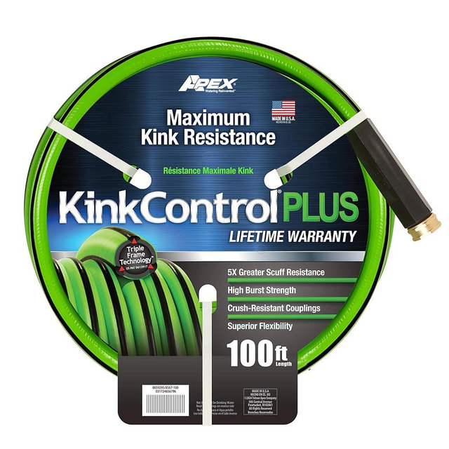 Kink Control Plus Water Hose 100ft - High Burst Strength and Superior Flexibility Garden Hoses, Outdoor Hose with Kink Resistance, Triple Frame Technology, Made in USA, Lifetime Guarantee