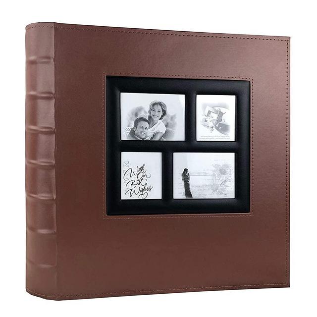 RECUTMS Photo Album 4x6 Holds 500 Photos Black Pages Large Capacity Leather Cover Wedding Family Baby Photo Albums Book Horizontal and Vertical Photos (Brown)