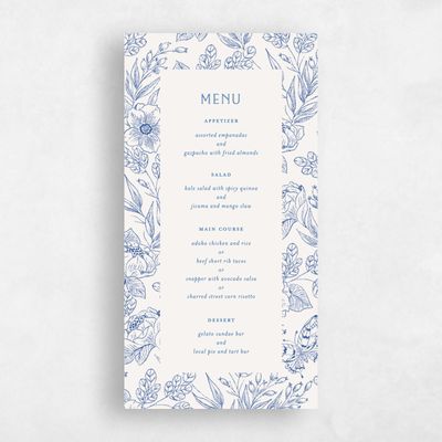 Light Oatmeal, Blue Wedding Menu - Briallen