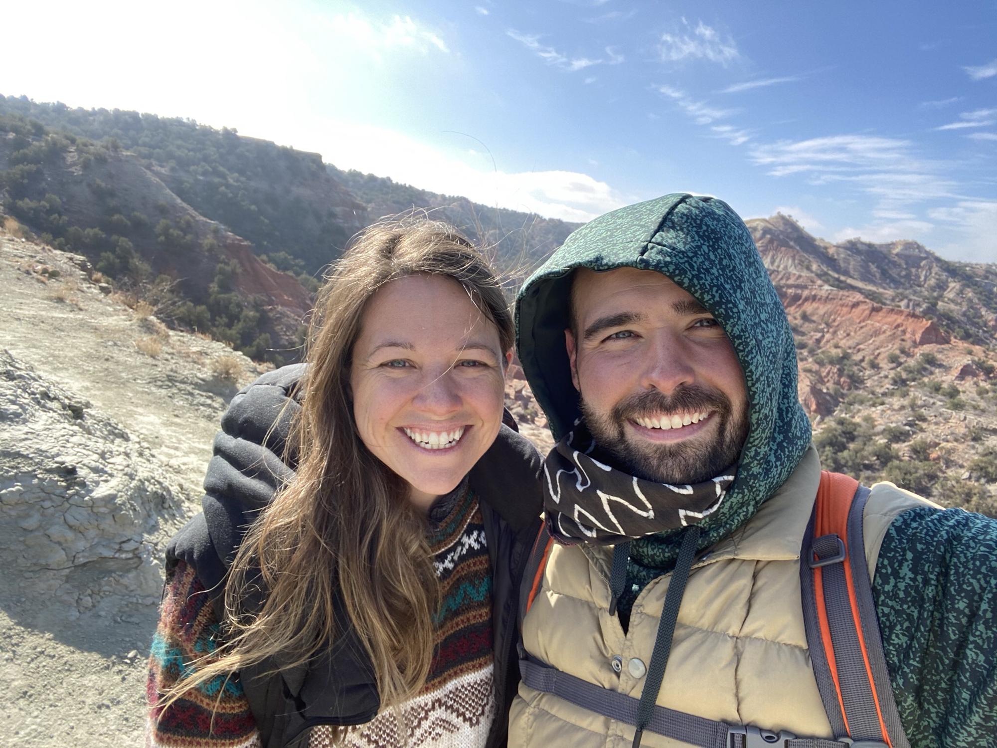 Hiking in Palo Duro TX state park on our drive back from CO, Jan 2021