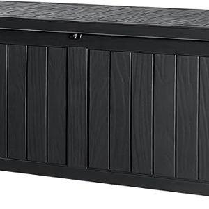 120 Gallon Resin Deck Box Waterproof Indoor Outdoor Storage Box
