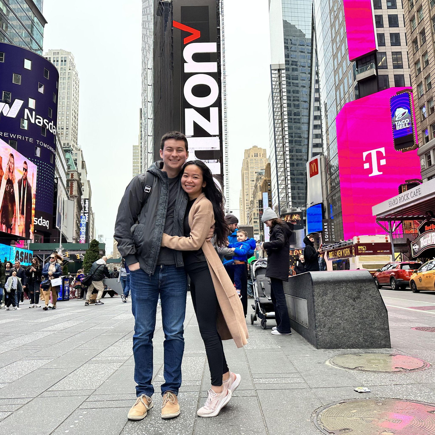 She always tries to mitigate the height gap by cheating with her tippy toes
