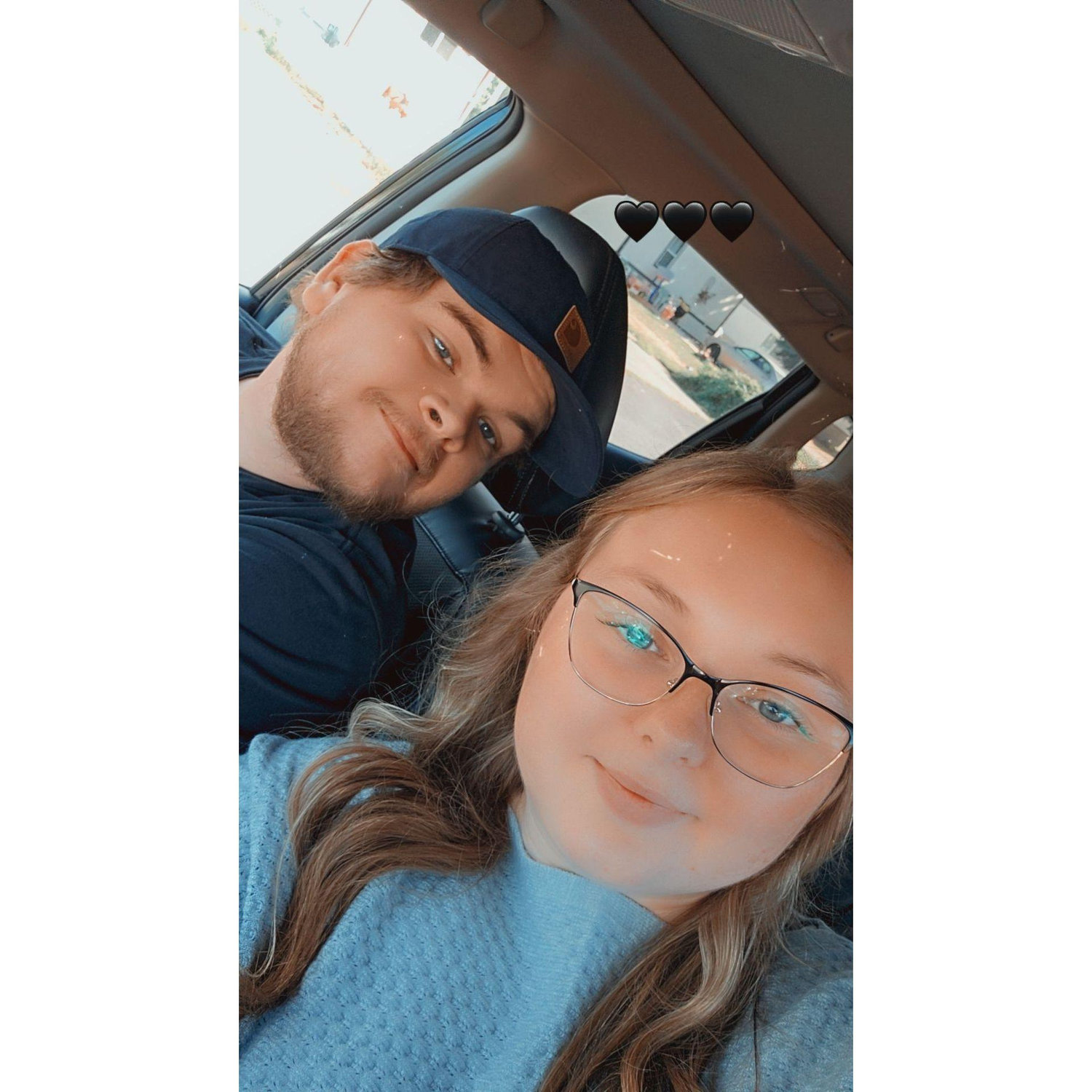 Taken on Sept. 20th on our way to Green Bluff to celebrate our 6-year anniversary. I said yes, and we were officially engaged!
