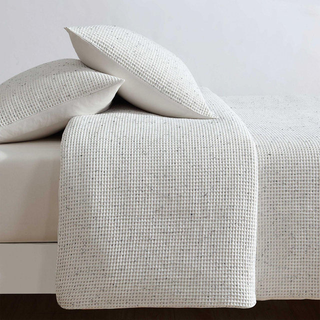 Calvin Klein Speckled Waffle Cotton 3 Piece Duvet Cover Set, Queen