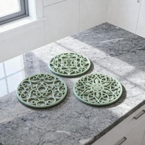 Trivets for Dishes/Pots/Pans, 3 Pcs Silicone Mats,