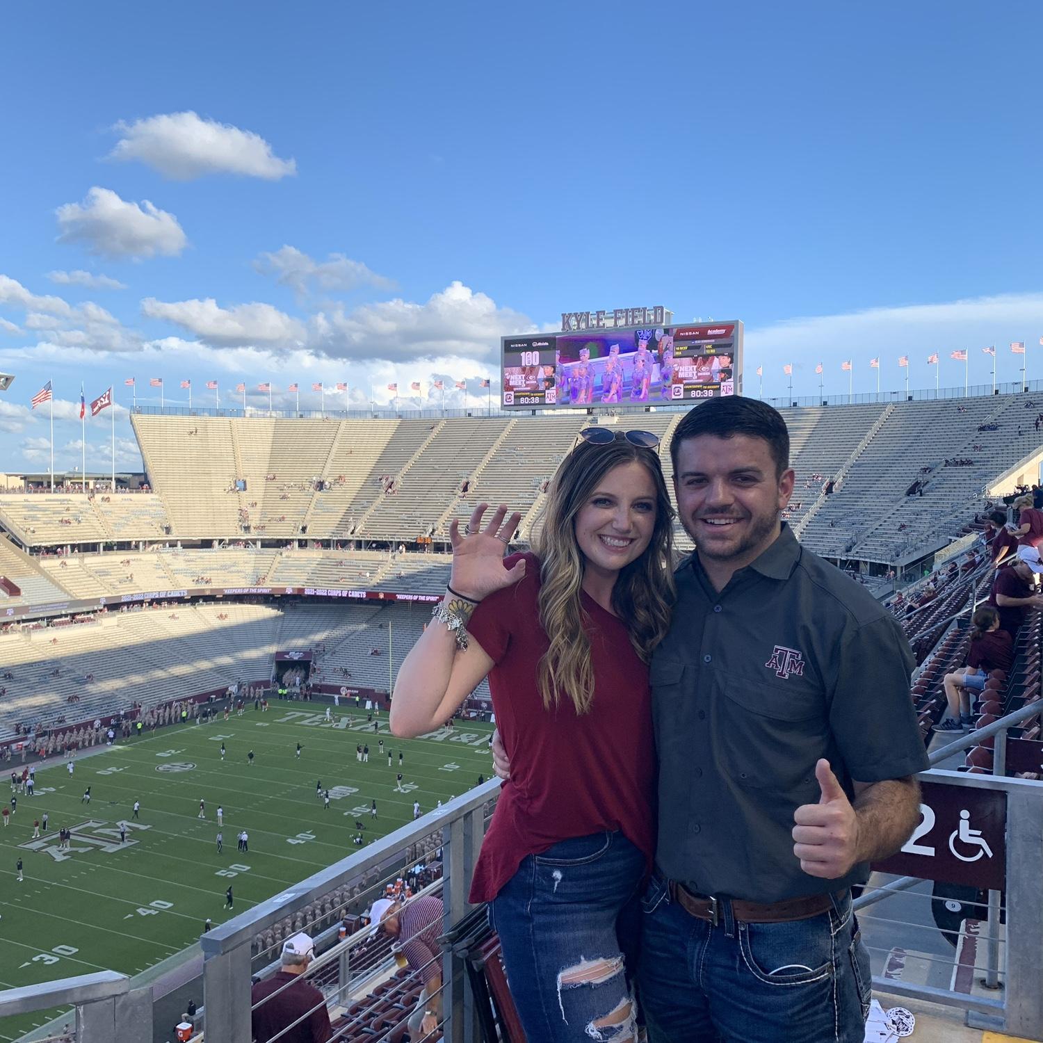 Our first A&M game together! Someone needs to tell Hailey she looks better in Maroon than Green.