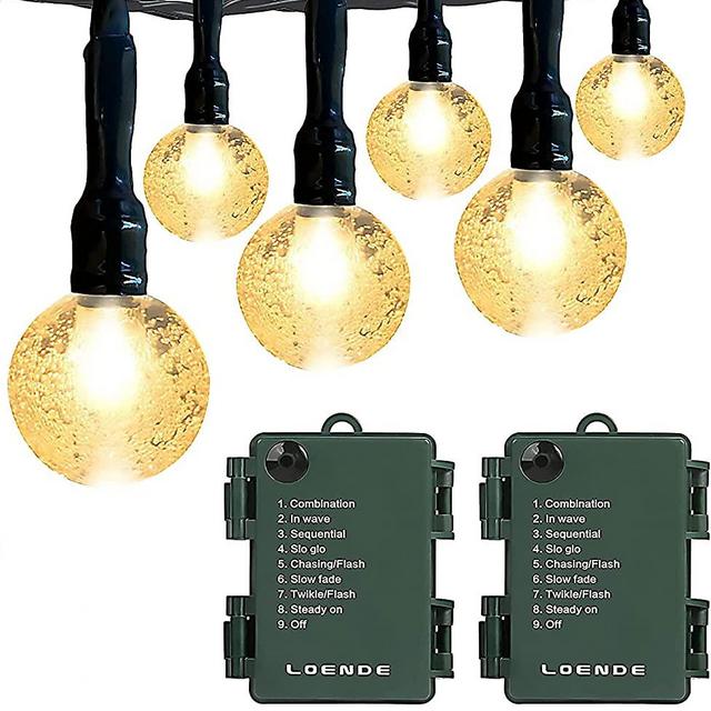 Battery Operated String Lights - LOENDE Waterproof 16FT 30 LED 8 Modes Fairy Garden Globe String Lights with Timer for Christmas Tree Holiday Outdoor Indoor Patio Party Decor, Warm White (2 Pack)