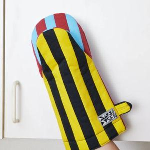 Striped Oven Mitts - mustard set of 2