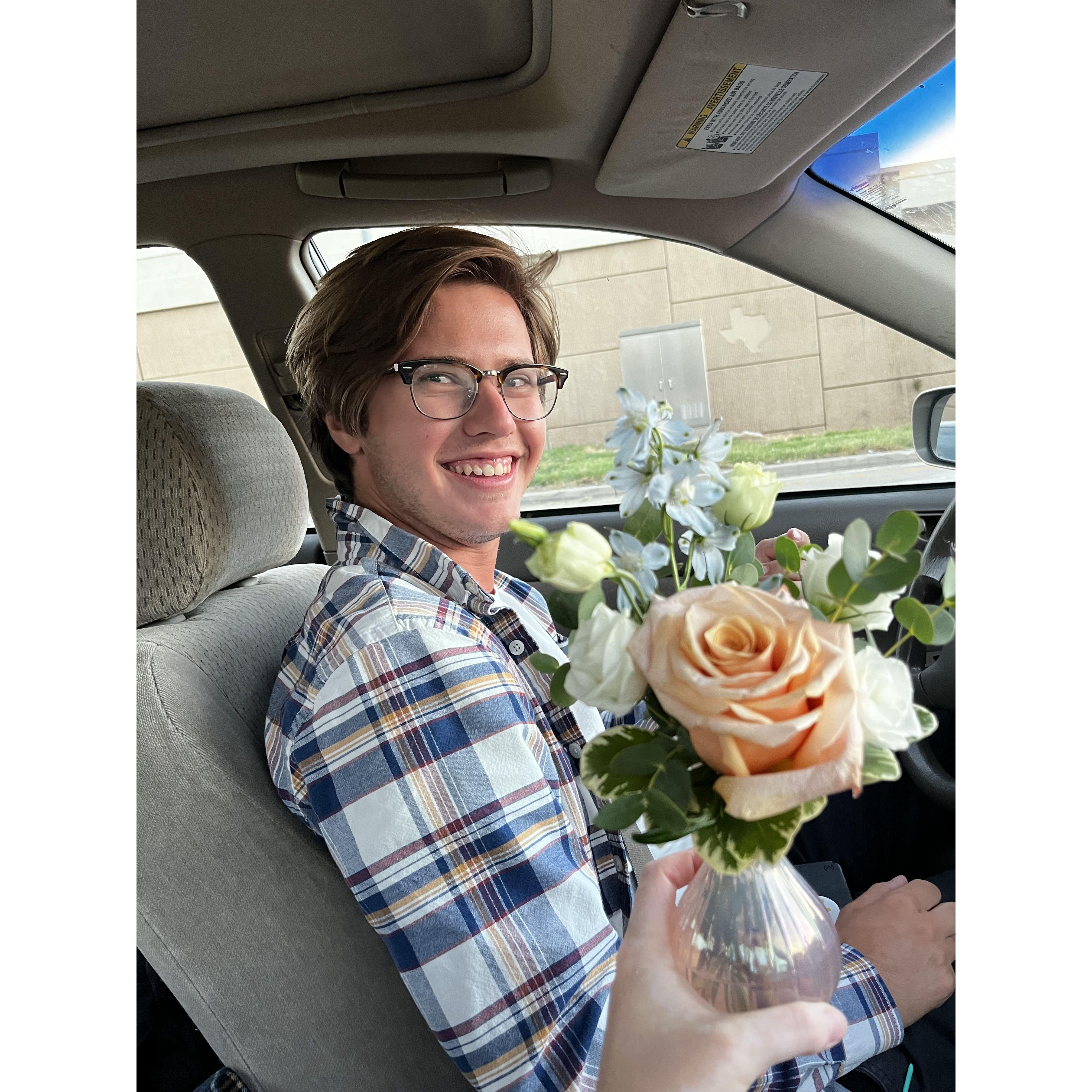 Flowers for our 6 month anniversary! We went to the Cheesecake Factory in Frisco, TX after this.