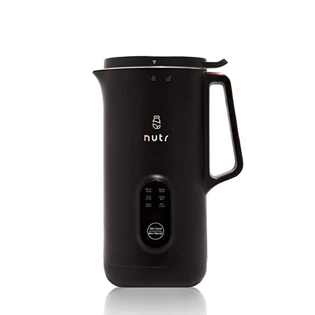 NUTR Machine Automatic Nut Milk Maker, Homemade Almond, Oat, Coconut, Soy, or Plant Based Milks and Non Dairy Beverages, Boil and Blend Single Servings, Stainless Steel, Self-Cleaning, Black/Rose Gold